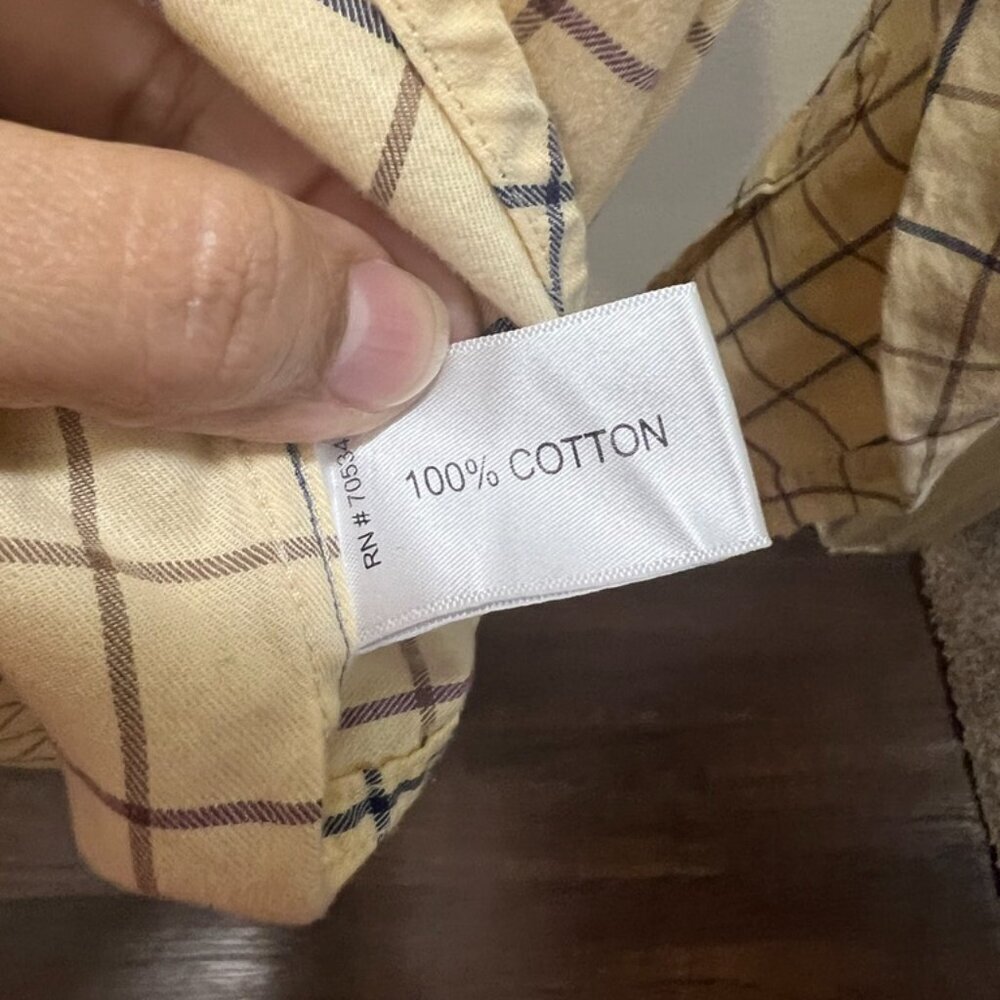 Orvis Pale Yellow Tan Blue Buttoned Down Shirt size M - Picture 4 of 7